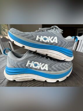Hoka One One Gaviota 5 Limestone/Diva Blue Cushion Running Shoes Men’s Size 10 D